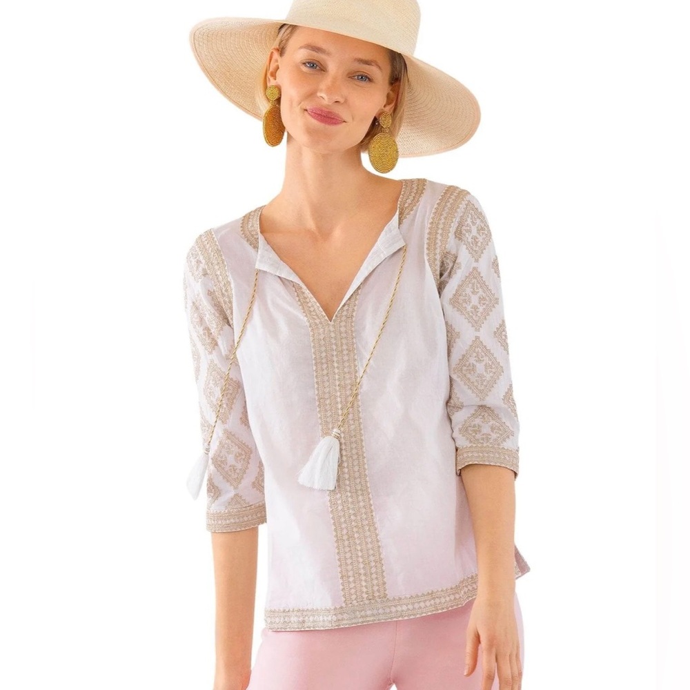 New without tags top beige and white